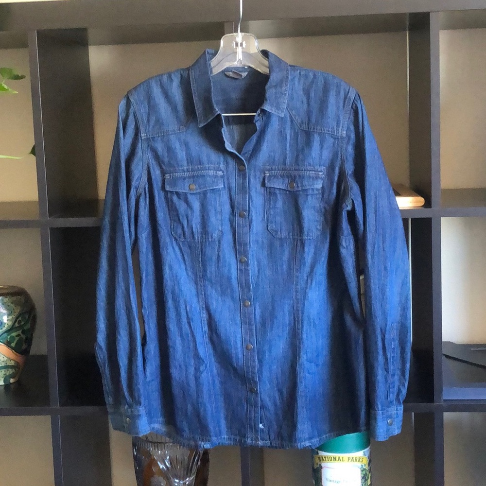 Eddie Bauer Blue Denim Blouse Medium